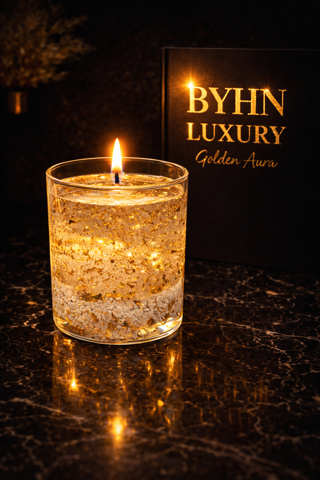 Golden Glow Candle | Luxury Gold Candle | Glitter Candle | Aesthetic Candle | Home Decor