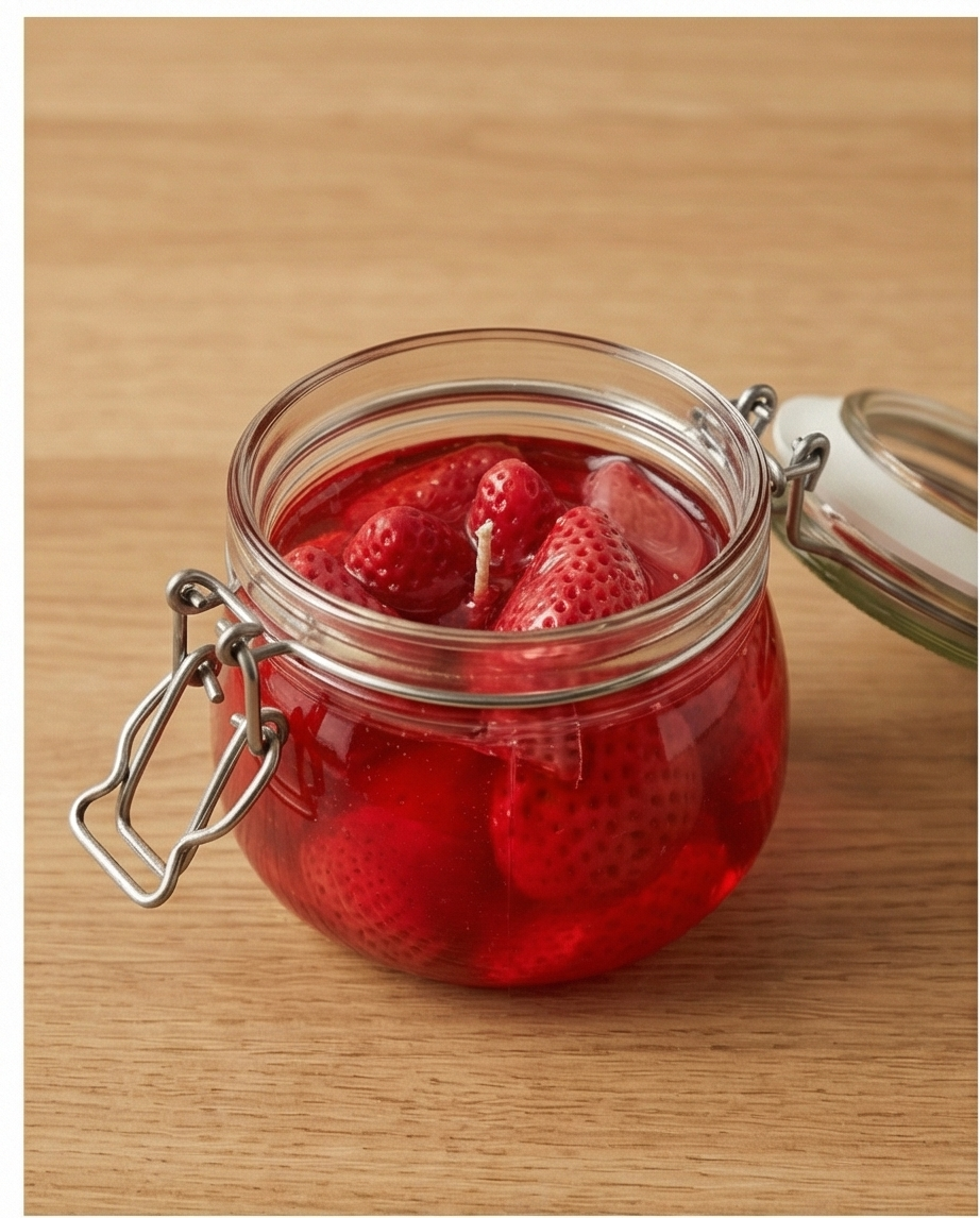 Strawberry Jar Candle | Handmade Fruit Candle | Aesthetic Soy Wax Candle | Berry Scented Candle | Gift for Her | Home Decor Candle