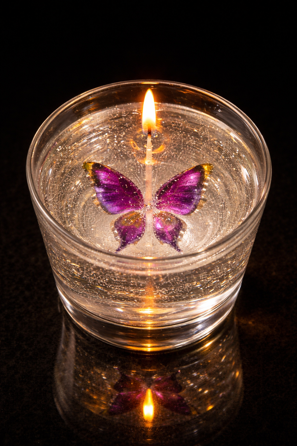 3D Crystal Butterfly Gel Candle – Luxury Handmade Decorative Glass Candle
