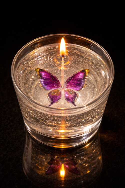 3D Crystal Butterfly Gel Candle – Luxury Handmade Decorative Glass Candle