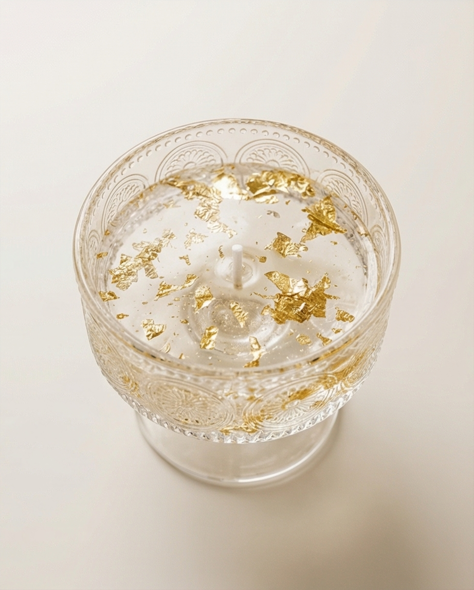 Luxury Crystal Candle | Gold Flake Candle | Elegant Glass Candle | Handmade Home Decor | Unique Gift