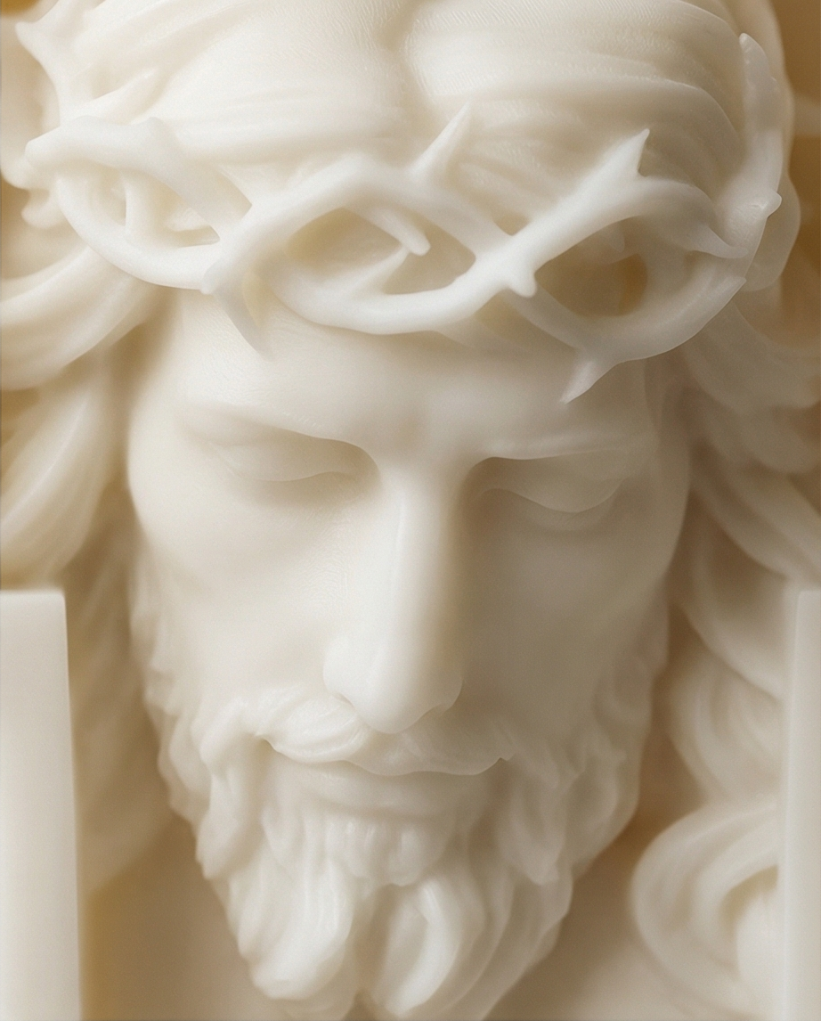 Jesus Sculpture Candle – Luxury Cross Design Decor (15 cm)