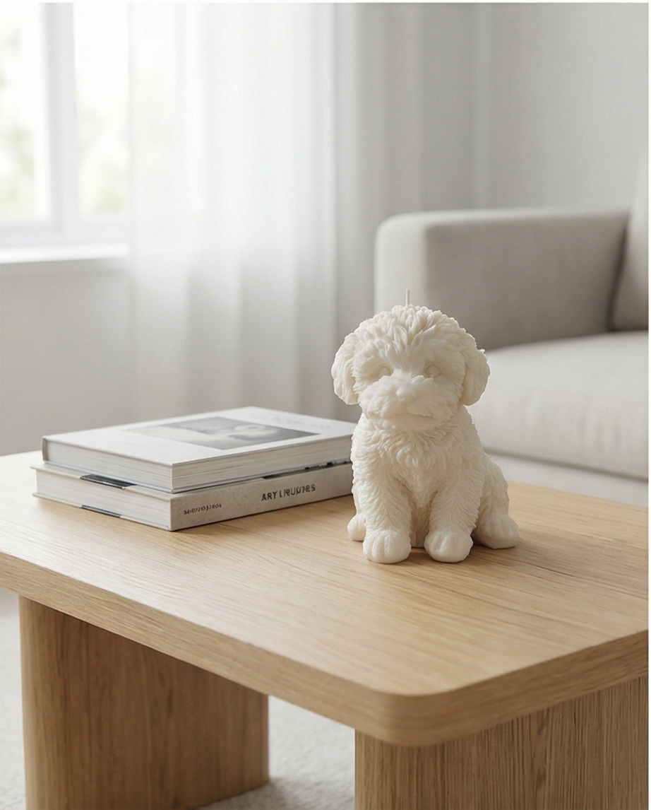 Velvet Puppy Candle – 14 cm