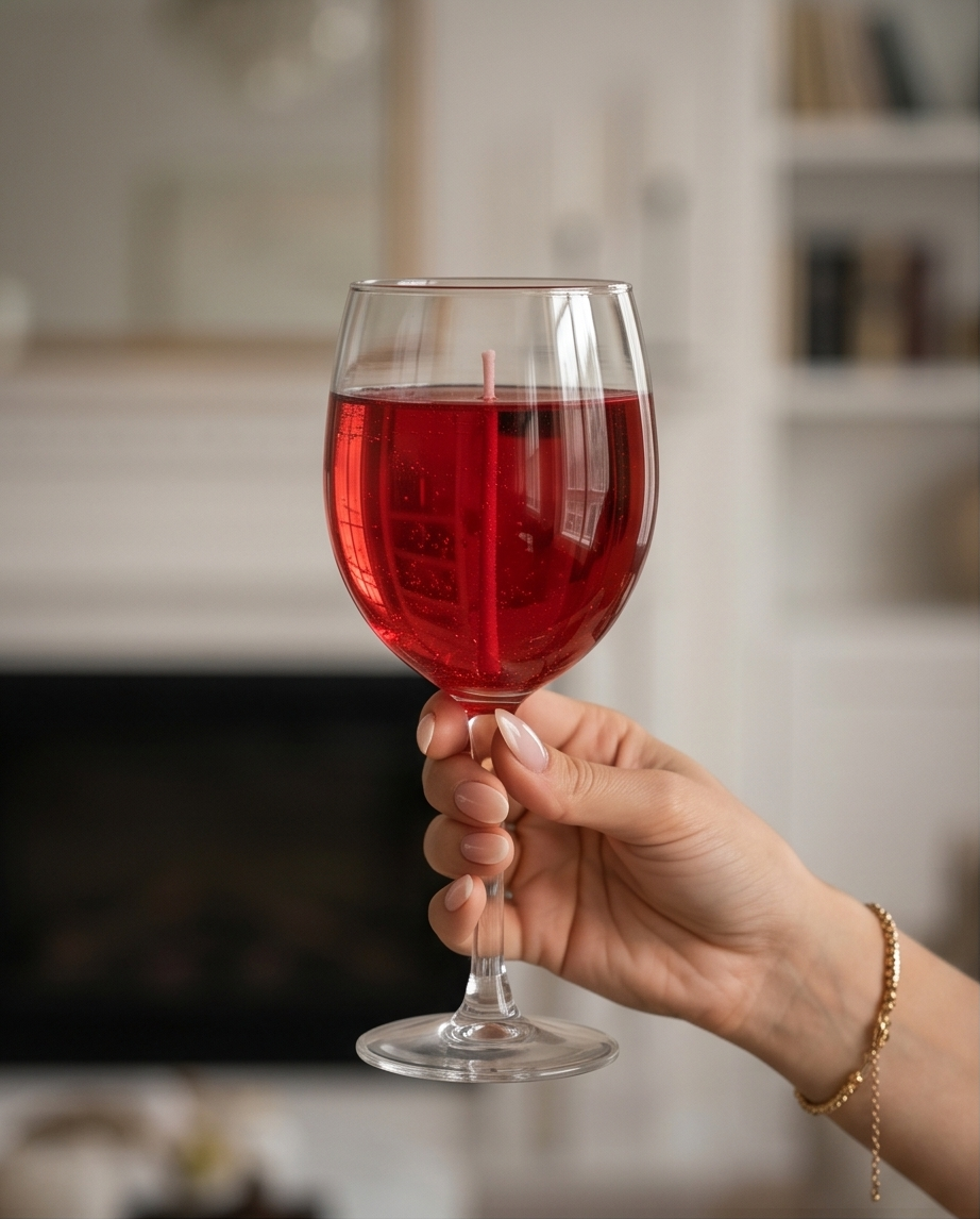 Red Wine Glass Candle | Romantic Luxury Candle | Handmade Decorative Candle | Home Decor