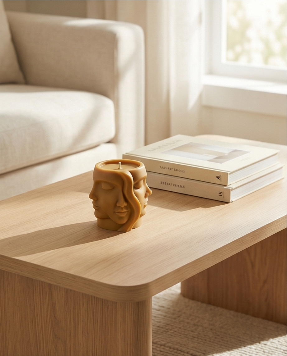 Triple Face Candle – Modern Sculpted Decor