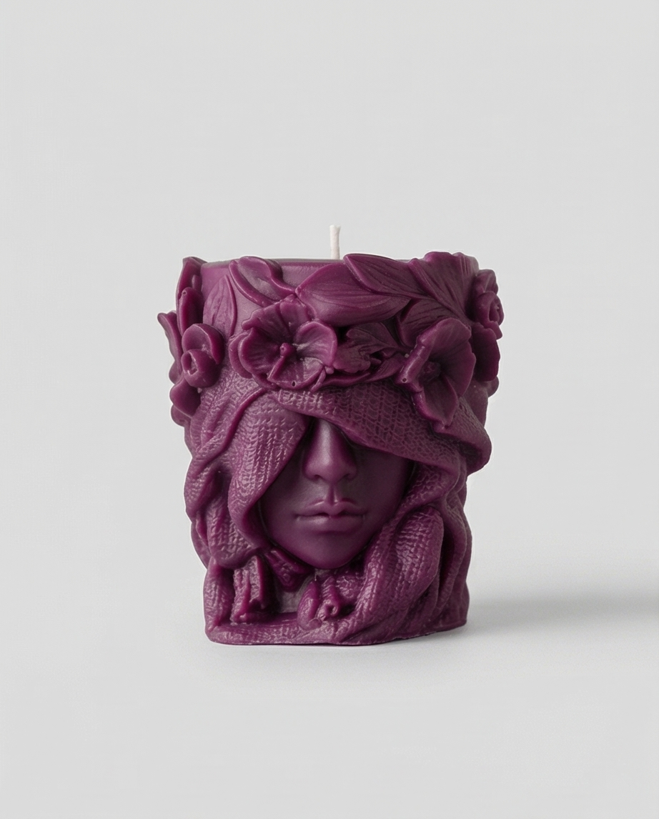 Floral Face Candle – Luxury Sculpted Decor