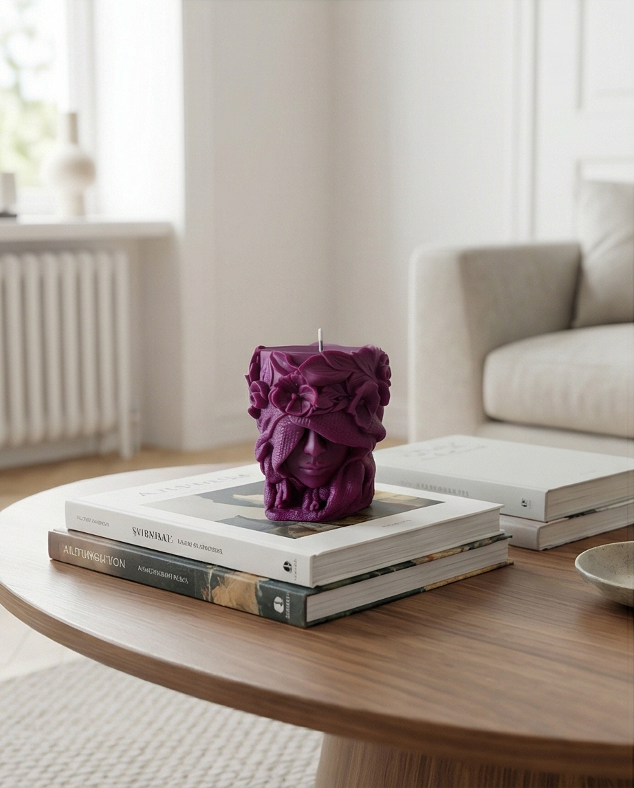 Floral Face Candle – Luxury Sculpted Decor