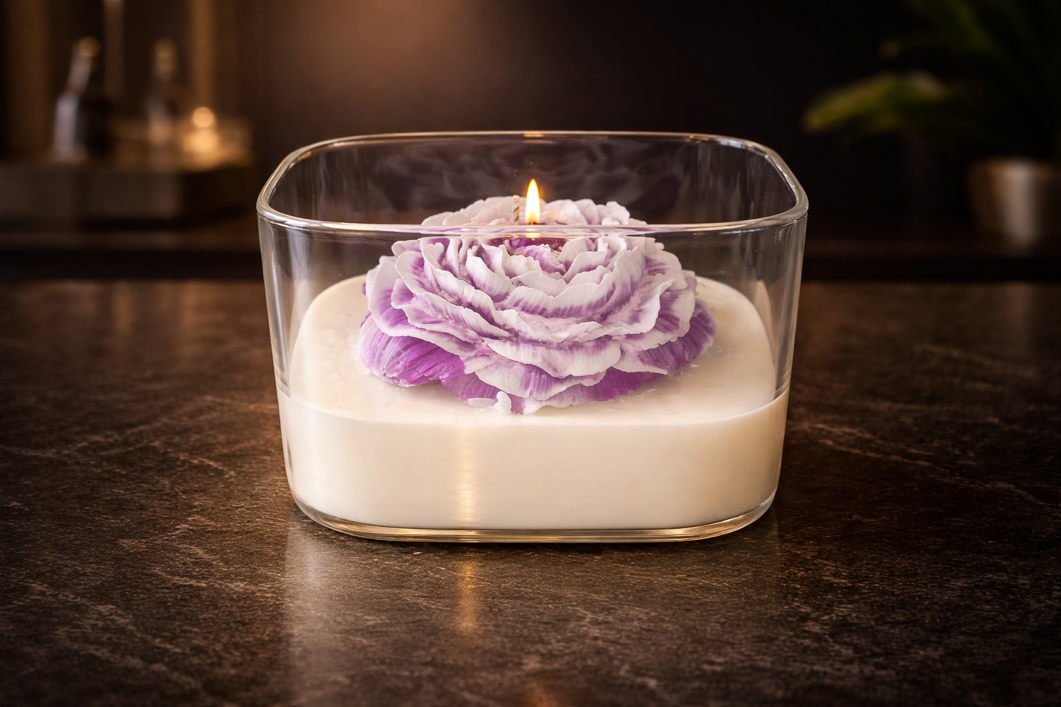 Lavender Flower Candle | Handmade Floral Candle | Aesthetic Candle | Gift for Her | Home Decor Candle