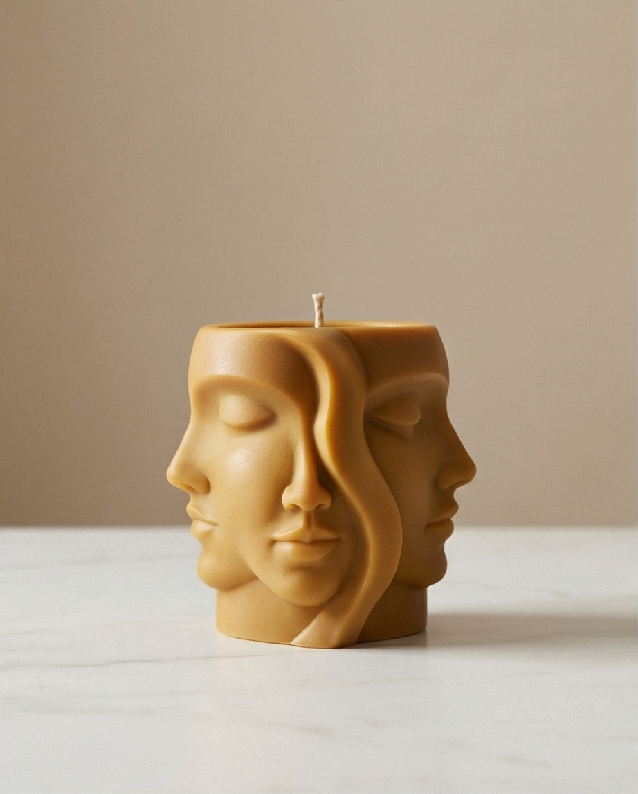 Triple Face Candle – Modern Sculpted Decor