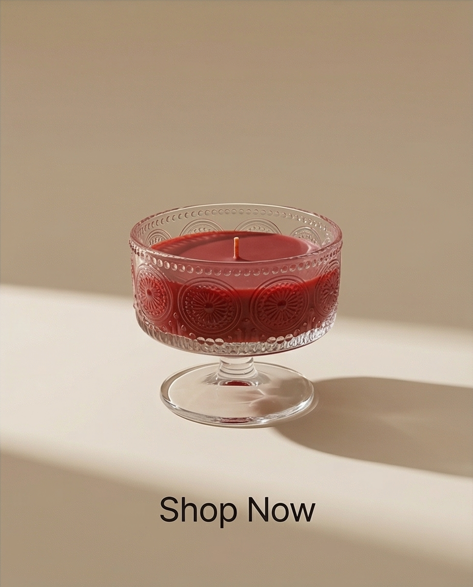 Ruby Red Candle | Luxury Glass Candle | Gold Flake Candle | Handmade Elegant Home Decor | Unique Gift