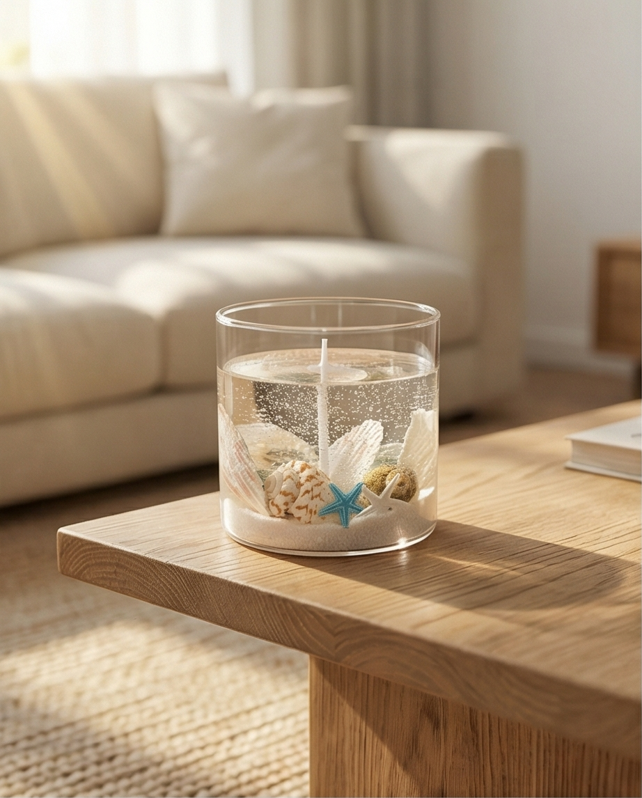 Ocean Harmony Candle – Beach Inspired Decorative Candle, Seashell Candle, Coastal Home Decor, Handmade Ocean Candle, Summer Gift