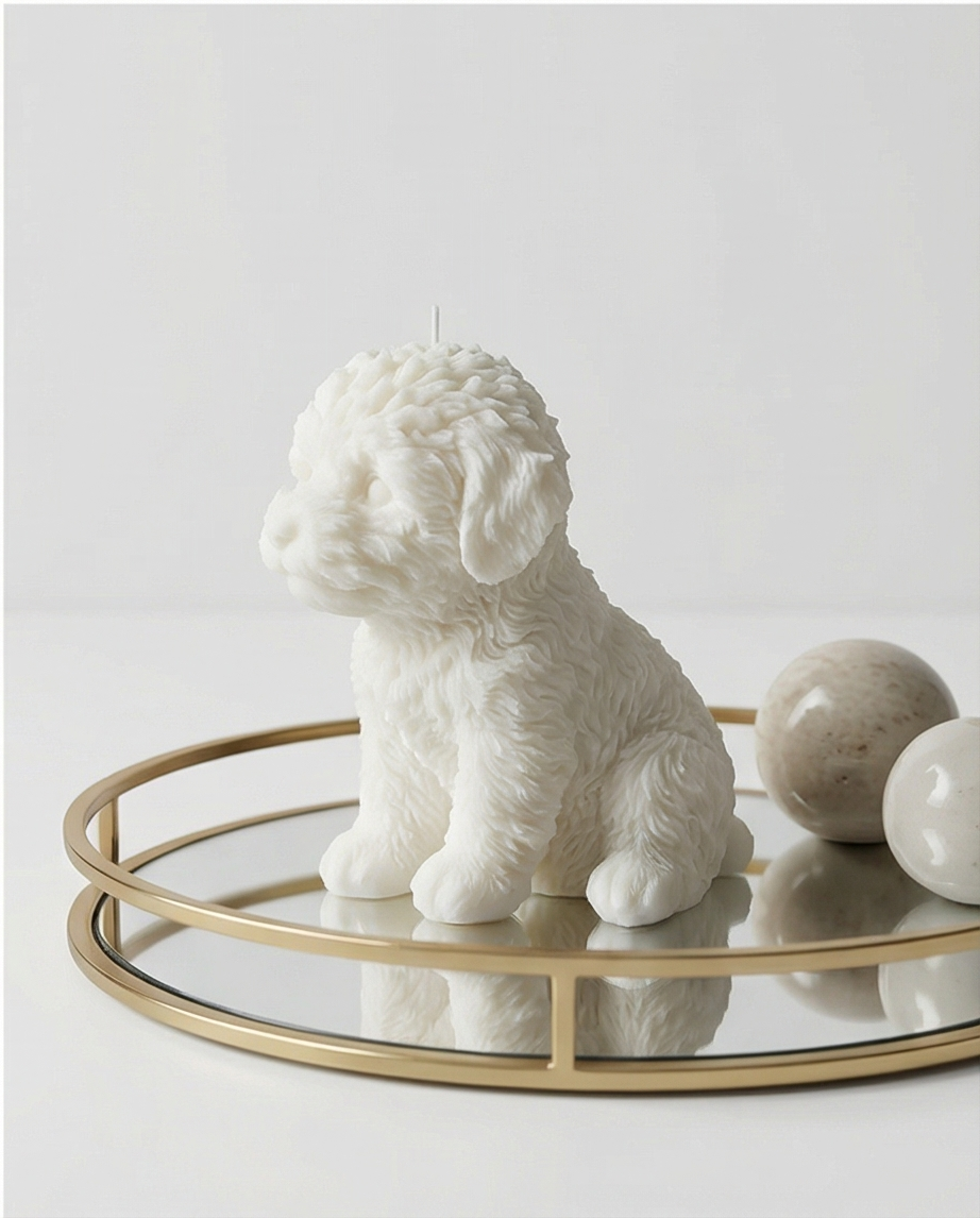 Velvet Puppy Candle – 14 cm