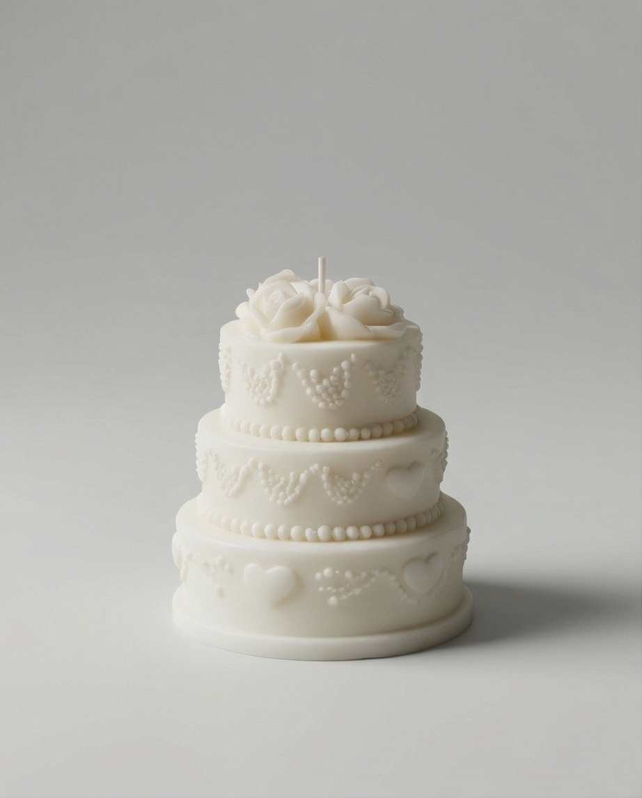 Wedding Cake Candle | Bridal Shower Gift | Wedding Decor Candle | Romantic Handmade Candle | Unique Gift
