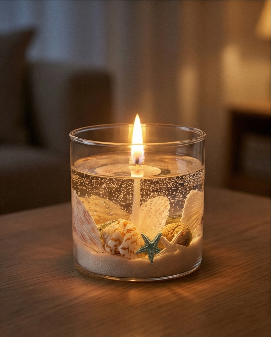 Ocean Harmony Candle – Beach Inspired Decorative Candle, Seashell Candle, Coastal Home Decor, Handmade Ocean Candle, Summer Gift