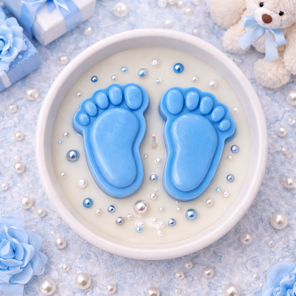 Baby Feet Candle | Baby Shower Gift | Newborn Baby Candle | Handmade Baby Footprint Candle | Nursery Decor