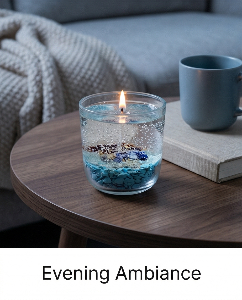 Ocean Crystal Candle.Blue Lagoon Luxury Candle
. Turquoise Stone Gel Candle