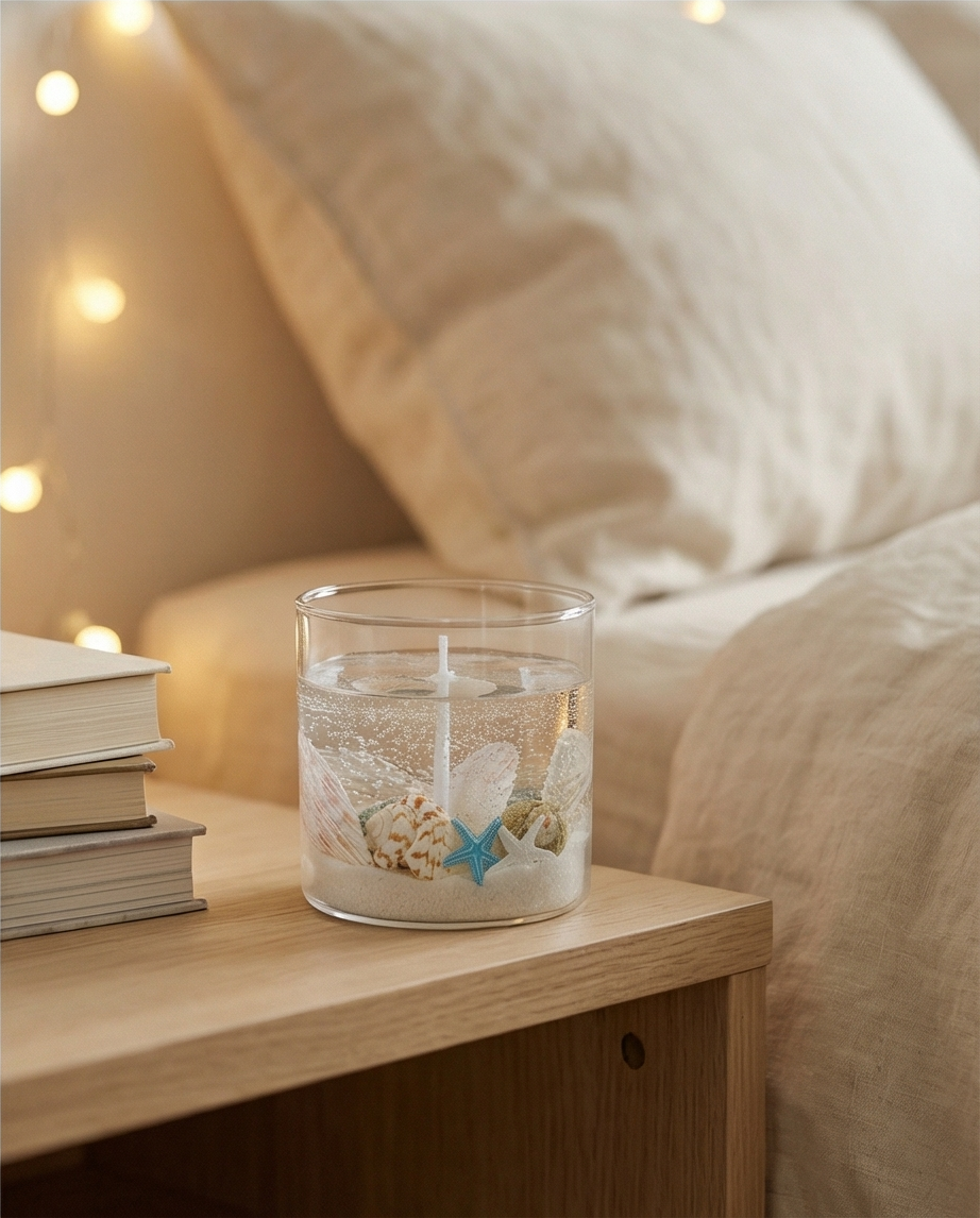 Ocean Harmony Candle – Beach Inspired Decorative Candle, Seashell Candle, Coastal Home Decor, Handmade Ocean Candle, Summer Gift