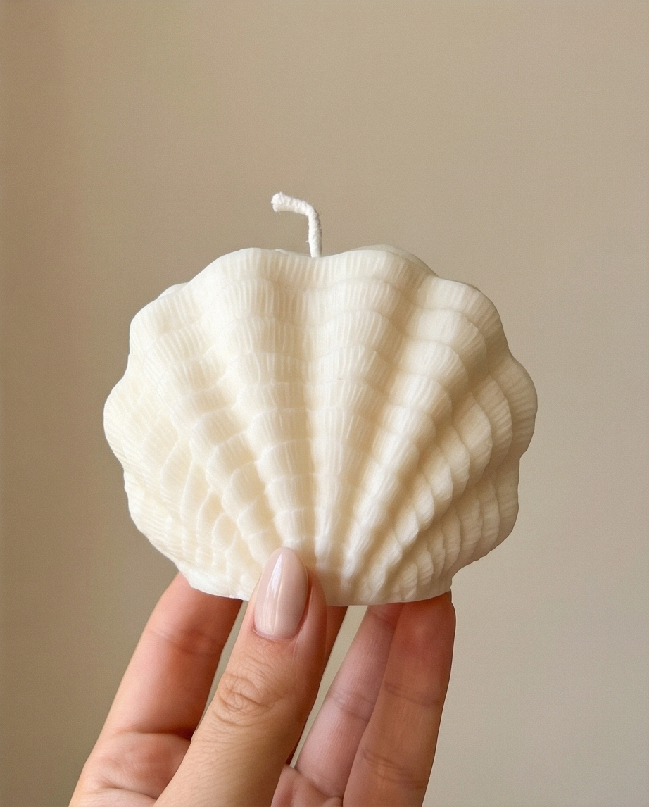 Muschelkerze+Perlenmuschelkerze im 2er- Set