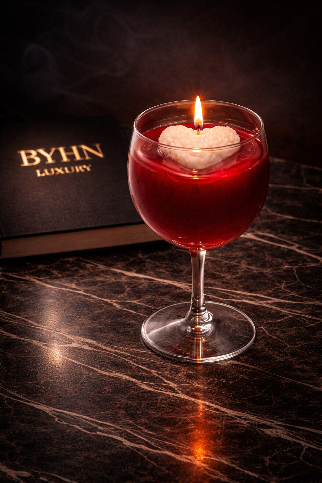 Romantic Heart Candle | Love Candle in Wine Glass | Aesthetic Candle | Valentine Gift | Romantic Home Decor