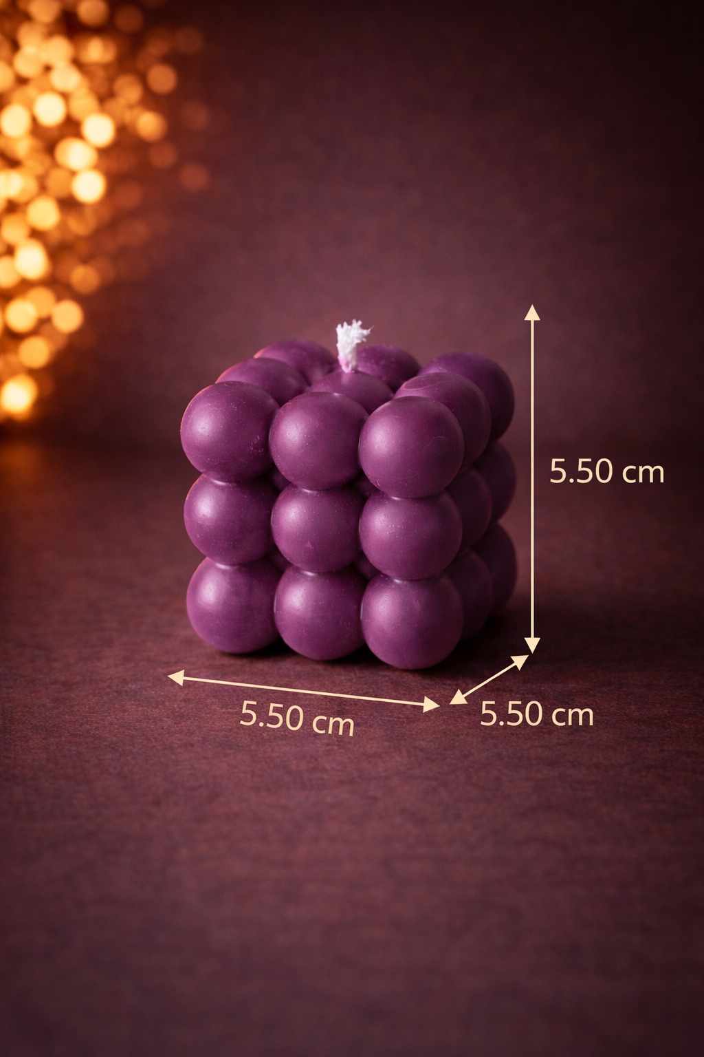 Plum Bubble Cube Candle – Mini Bubble Candle, Modern Decorative Candle, Aesthetic Home Decor, Handmade Candle Gift, Minimalist Room Decor
