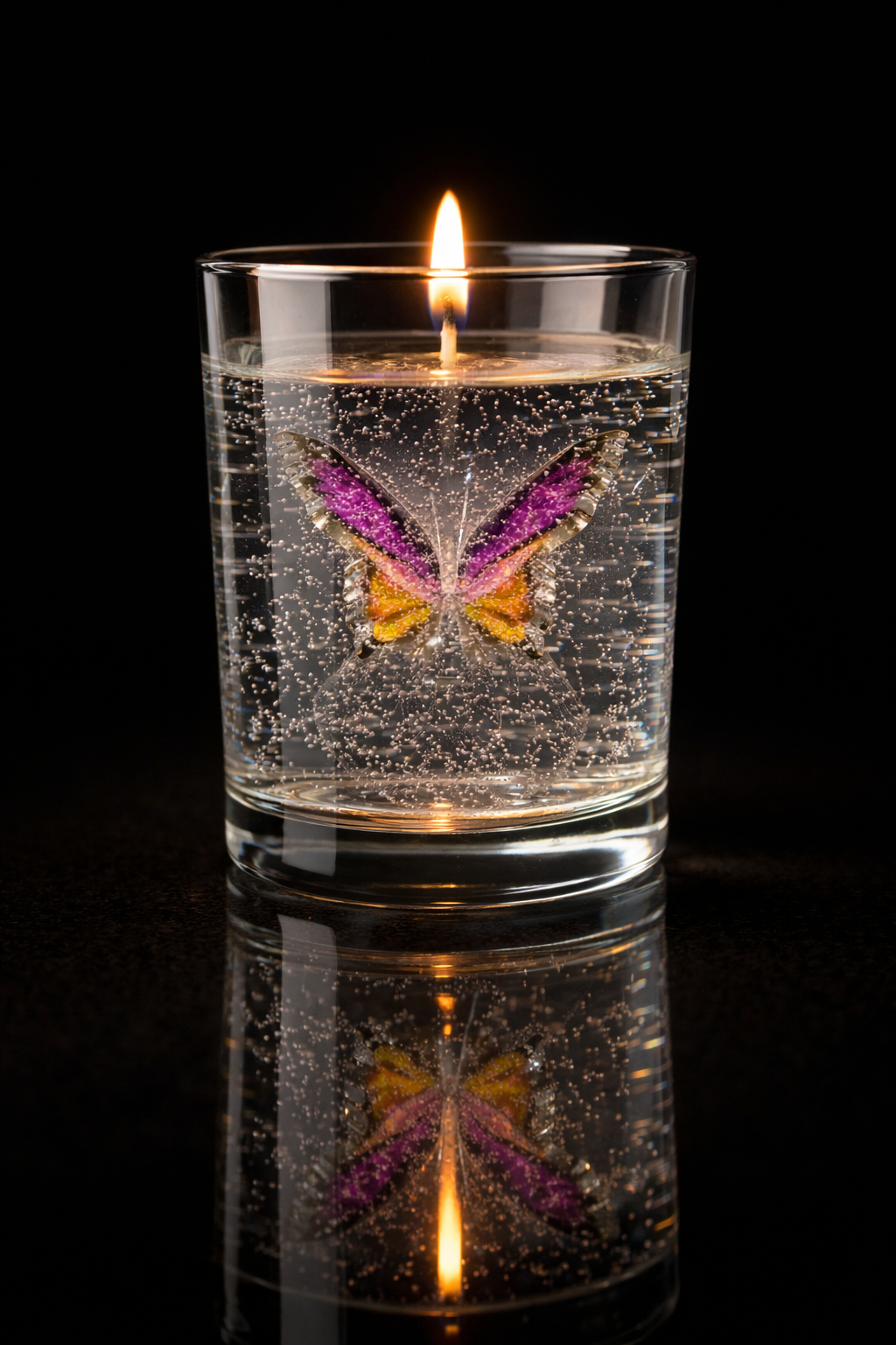 3D Crystal Butterfly Gel Candle – Luxury Handmade Decorative Glass Candle