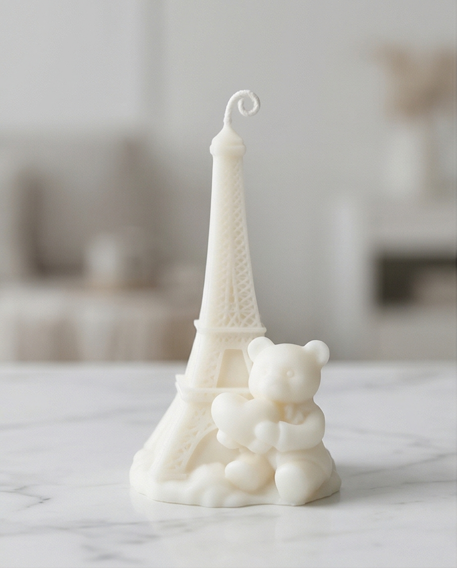 Paris Love Teddy Candle