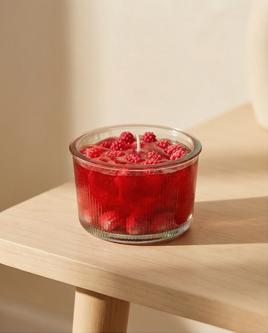 Raspberry Jar Candle | Handmade Fruit Candle | Berry Soy Wax Candle | Aesthetic Candle | Gift for Her | Home Decor