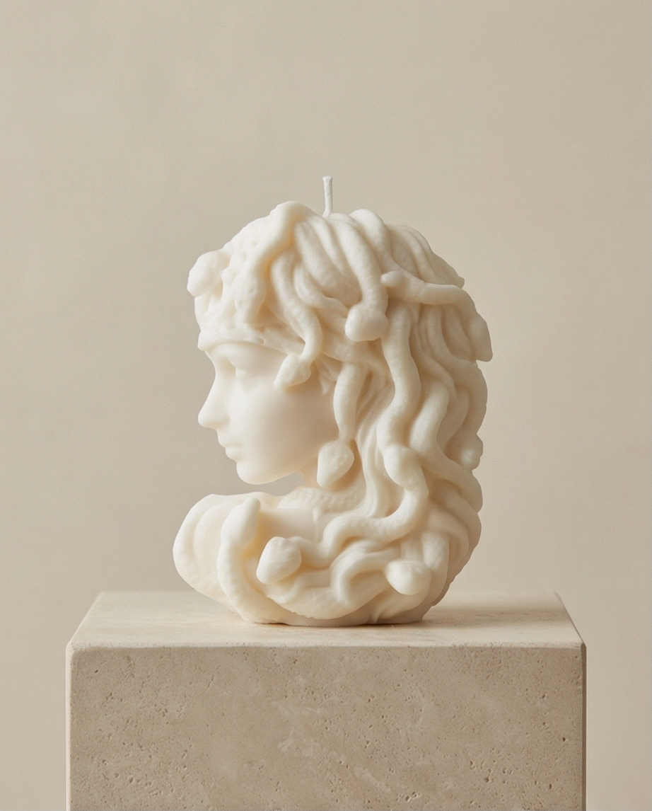 Medusa Sculpture Candle – Luxury Greek Myth Decor (15 cm)