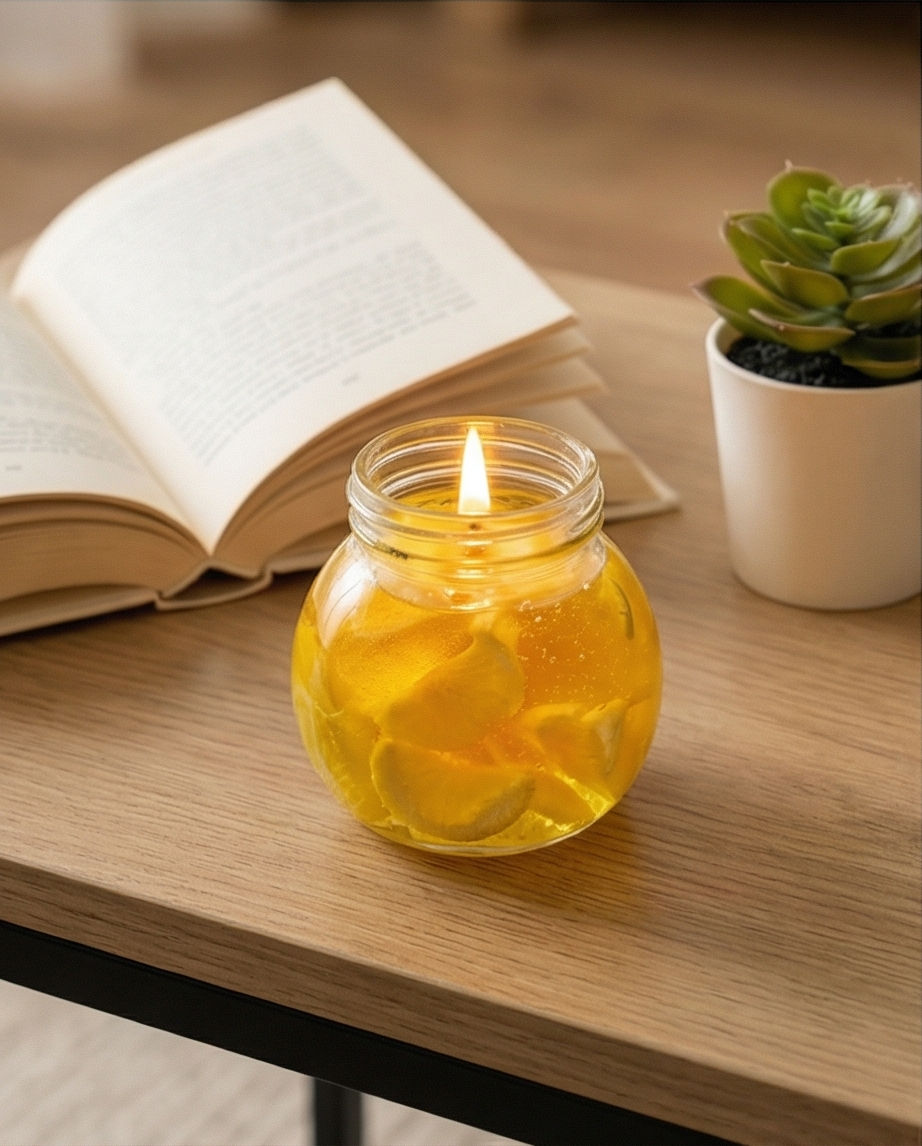 Lemon Jar Candle | Handmade Citrus Fruit Candle | Lemon Soy Wax Candle | Aesthetic Candle | Gift for Her | Home Decor
