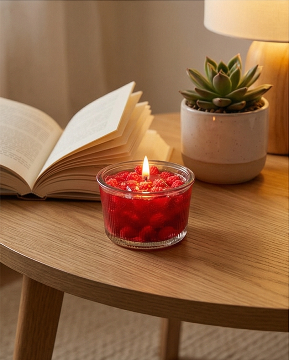 Raspberry Jar Candle | Handmade Fruit Candle | Berry Soy Wax Candle | Aesthetic Candle | Gift for Her | Home Decor