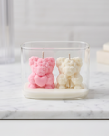 Handgefertigtes Rosenbären-Duo im Glas – Exklusives Design-Objekt