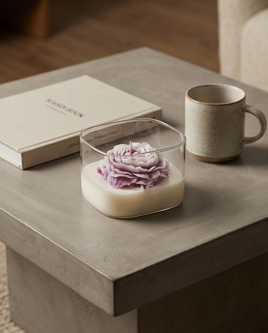 Lavender Flower Candle | Handmade Floral Candle | Aesthetic Candle | Gift for Her | Home Decor Candle