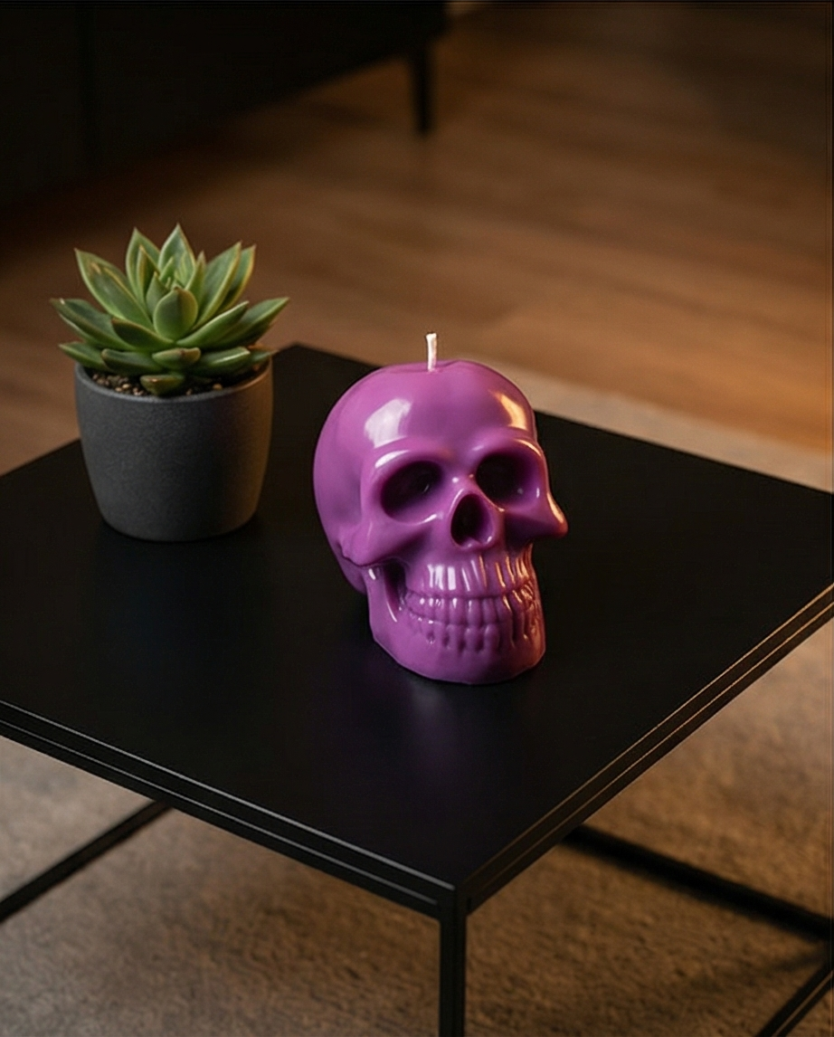 Neon Skull Candle