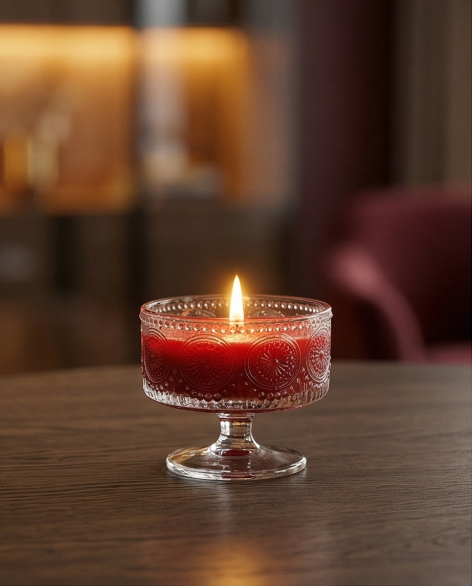 Ruby Red Candle | Luxury Glass Candle | Gold Flake Candle | Handmade Elegant Home Decor | Unique Gift
