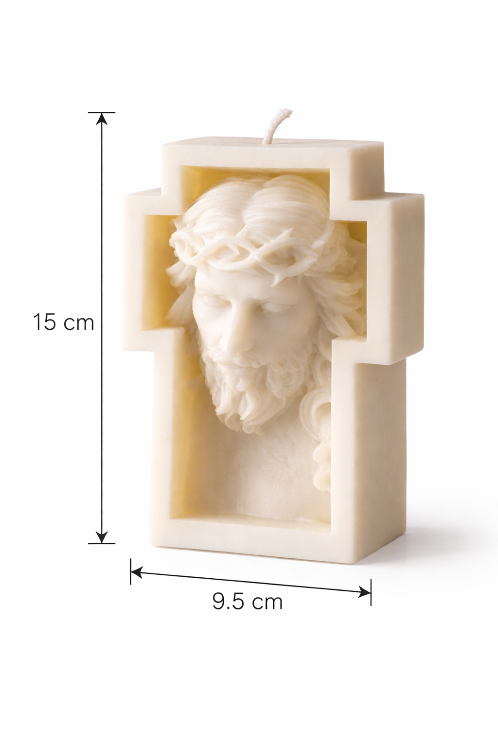 Jesus Sculpture Candle – Luxury Cross Design Decor (15 cm)