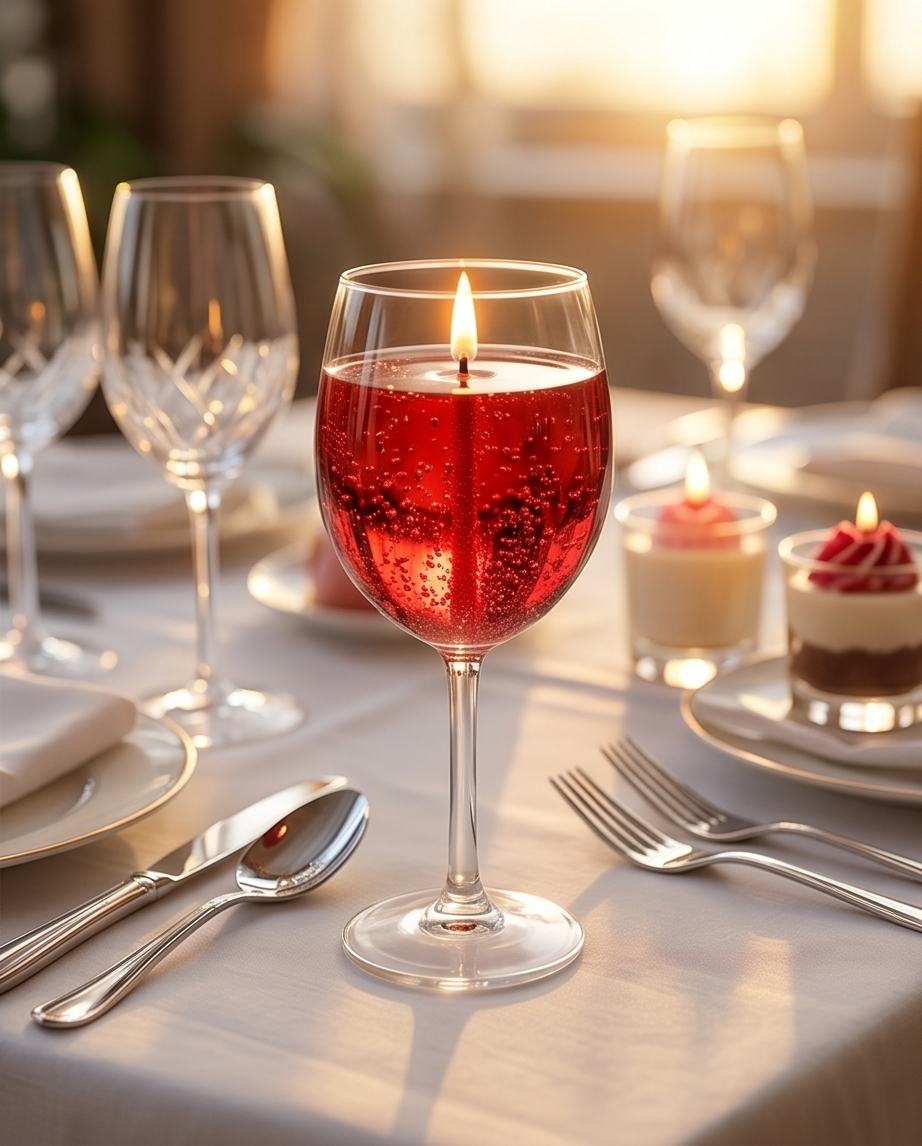 Red Wine Glass Candle | Romantic Luxury Candle | Handmade Decorative Candle | Home Decor