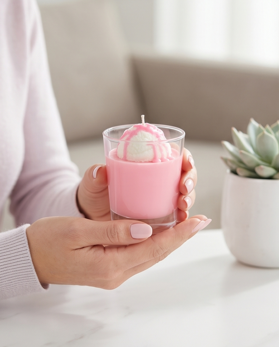 Dessert-Kerze / Milkshake-Kerze.