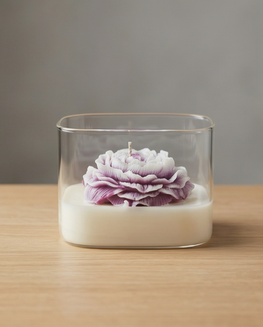 Lavender Flower Candle | Handmade Floral Candle | Aesthetic Candle | Gift for Her | Home Decor Candle
