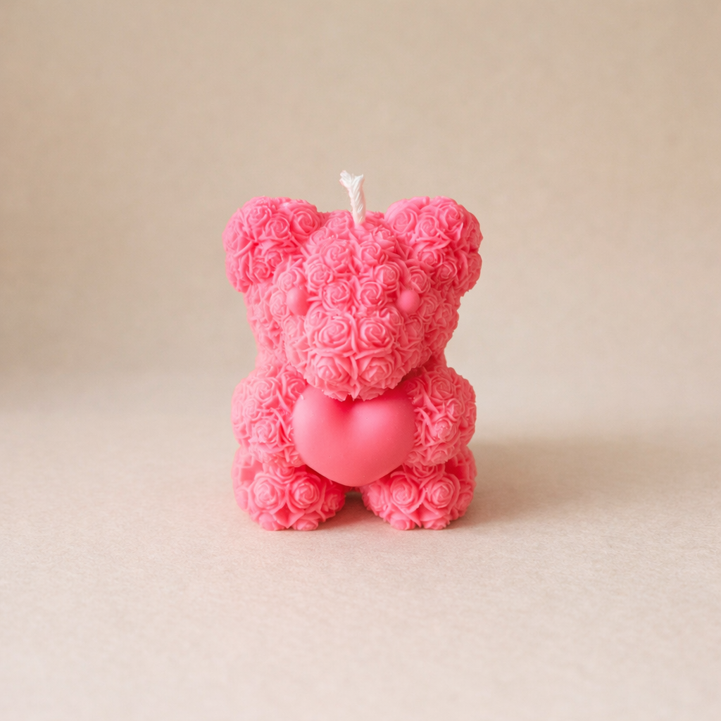 Rose Teddy Bear Candle | Romantic Gift Candle | Valentine Gift | Handmade Bear Candle | Cute Decor
