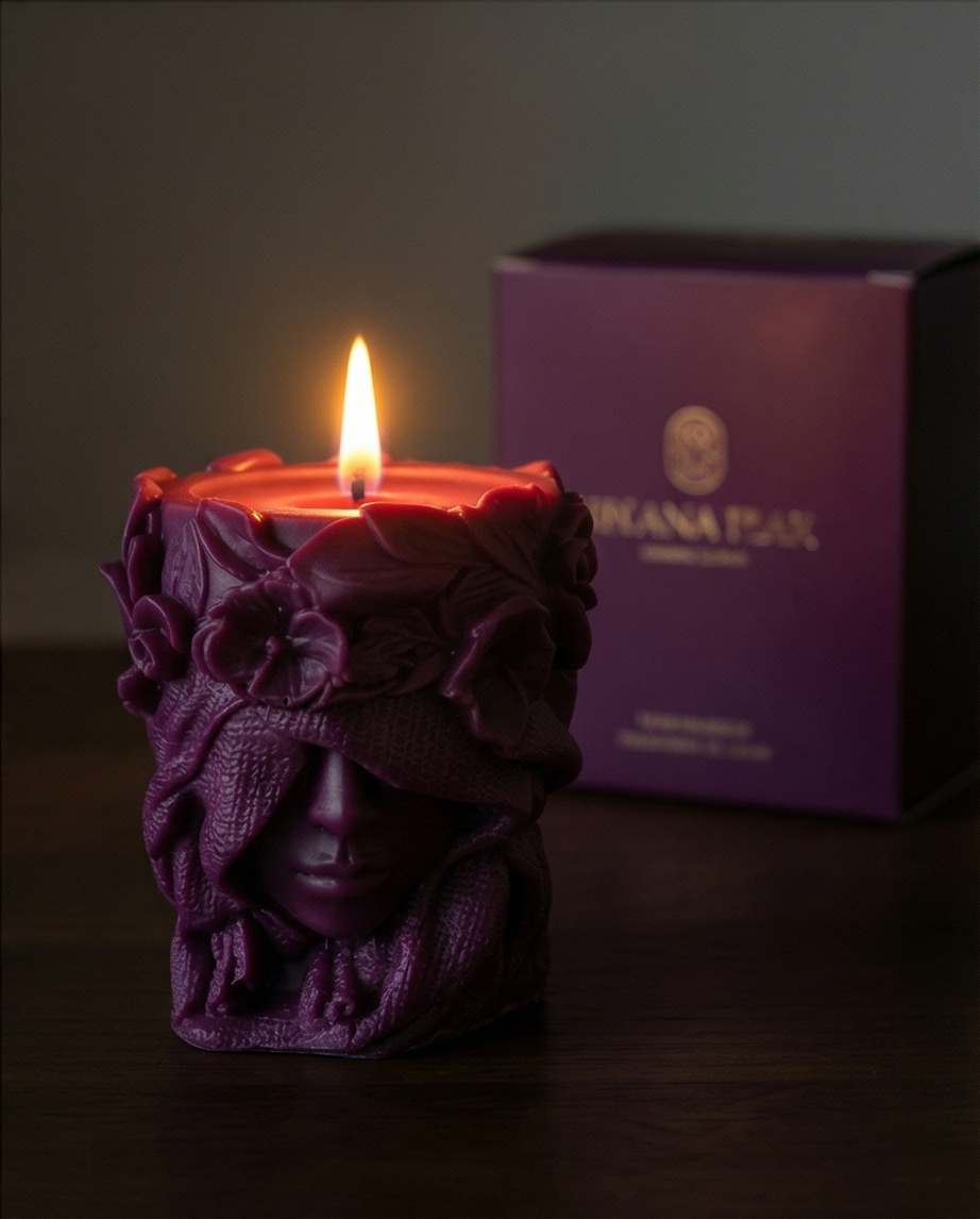 Floral Face Candle – Luxury Sculpted Decor
