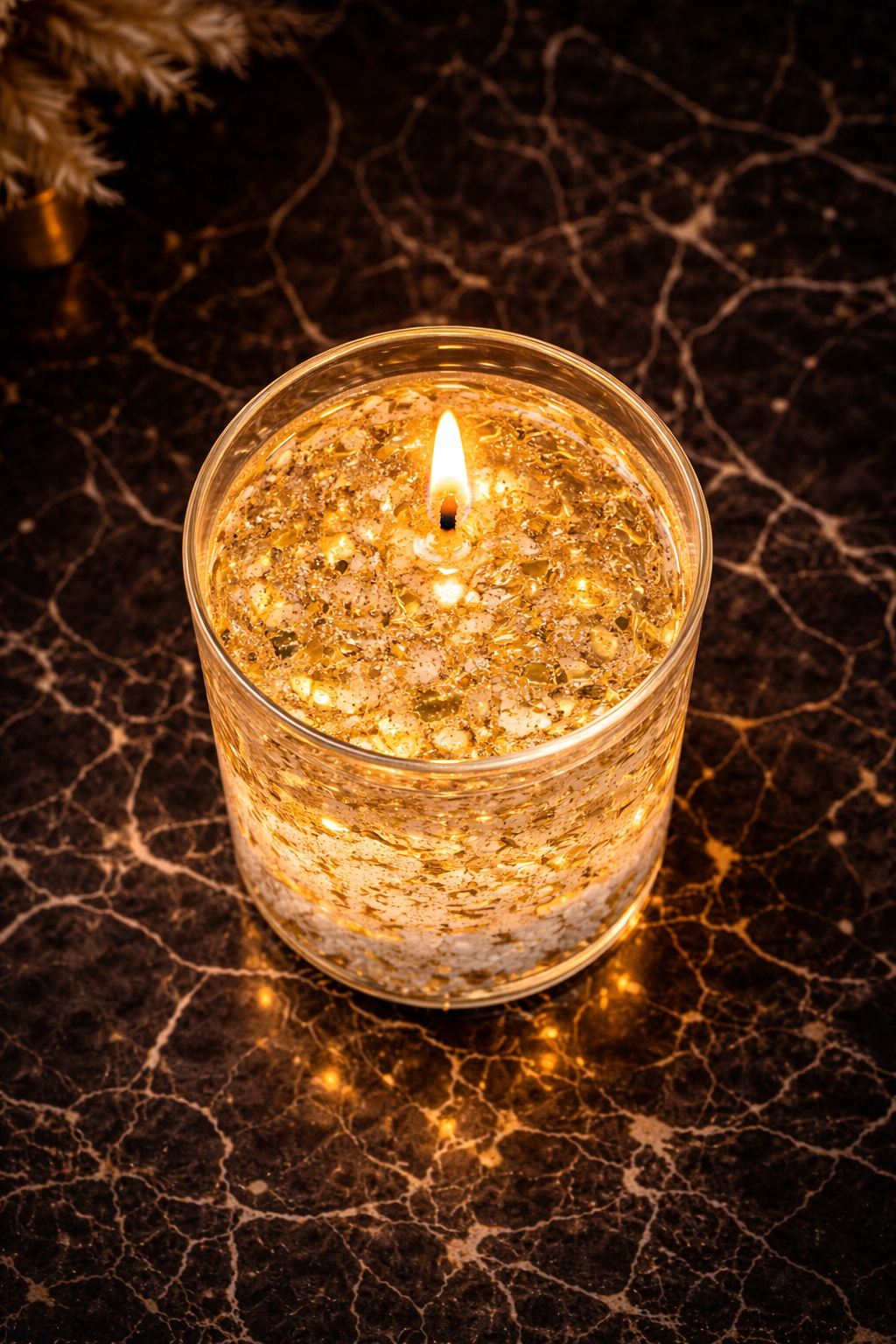 Golden Glow Candle | Luxury Gold Candle | Glitter Candle | Aesthetic Candle | Gift for Her | Home Decor