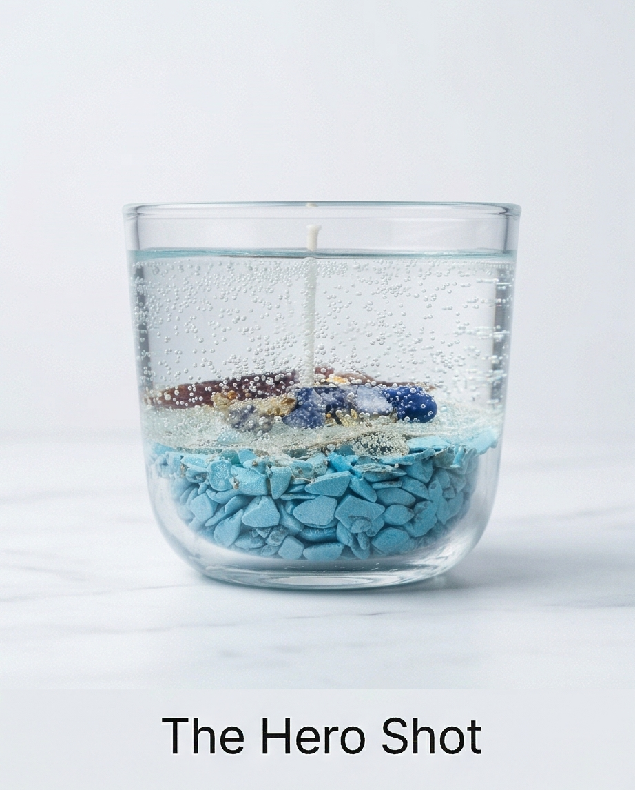 Ocean Crystal Candle.Blue Lagoon Luxury Candle
. Turquoise Stone Gel Candle